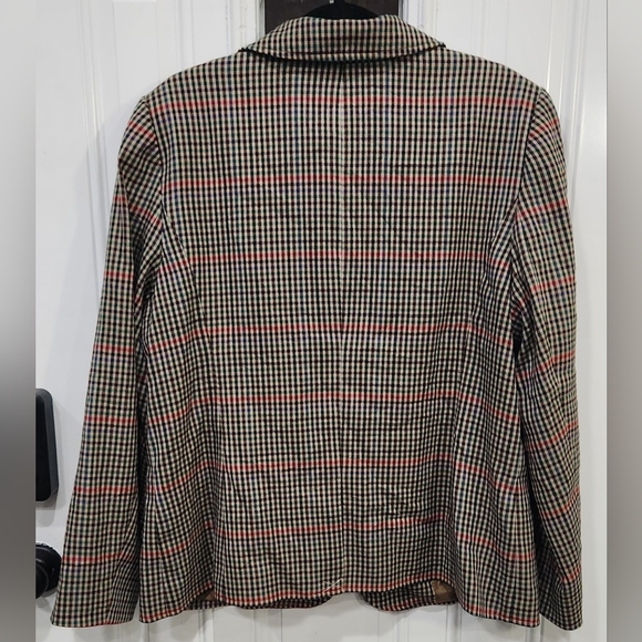 Talbots tan colorful checkered print blazer women's size 16 - Picture 6 of 9